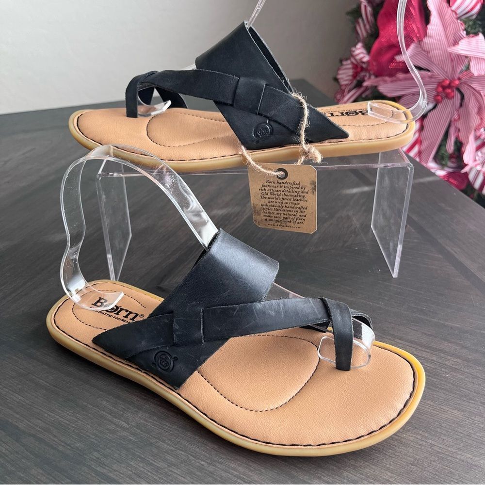 BORN Veda Comfort Strappy Sandal in Black Leather Size 7 NEW - Picture 4 of 14